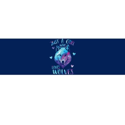 Just A Girl Who Loves Wolves Watercolor Cute Wolf Lover Bumper Sticker