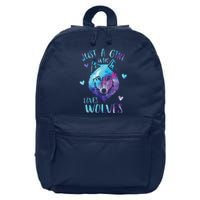 Just A Girl Who Loves Wolves Watercolor Cute Wolf Lover 16 in Basic Backpack