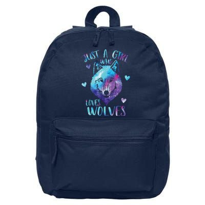 Just A Girl Who Loves Wolves Watercolor Cute Wolf Lover 16 in Basic Backpack