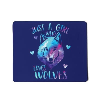 Just A Girl Who Loves Wolves Watercolor Cute Wolf Lover Mousepad