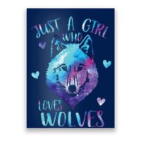 Just A Girl Who Loves Wolves Watercolor Cute Wolf Lover Poster