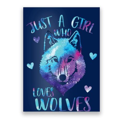 Just A Girl Who Loves Wolves Watercolor Cute Wolf Lover Poster