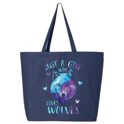 Just A Girl Who Loves Wolves Watercolor Cute Wolf Lover 25L Jumbo Tote