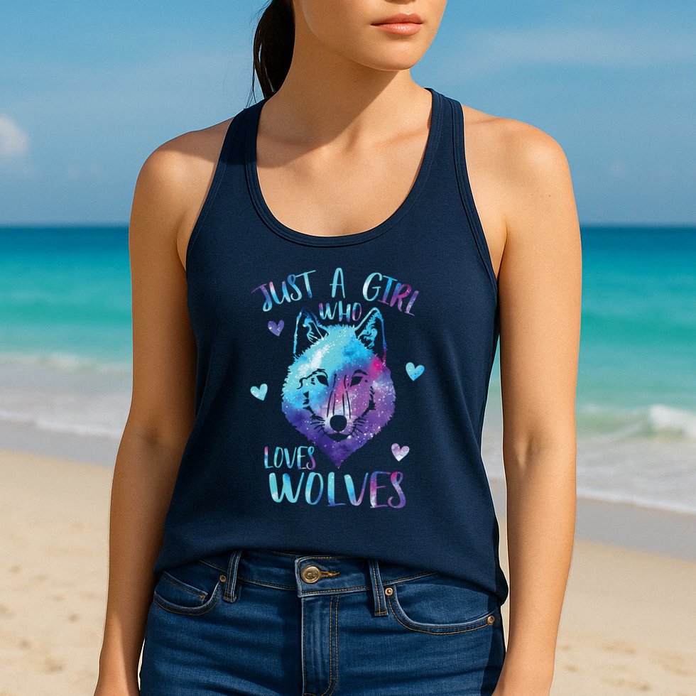 Just A Girl Who Loves Wolves Watercolor Cute Wolf Lover Womens Tank Top