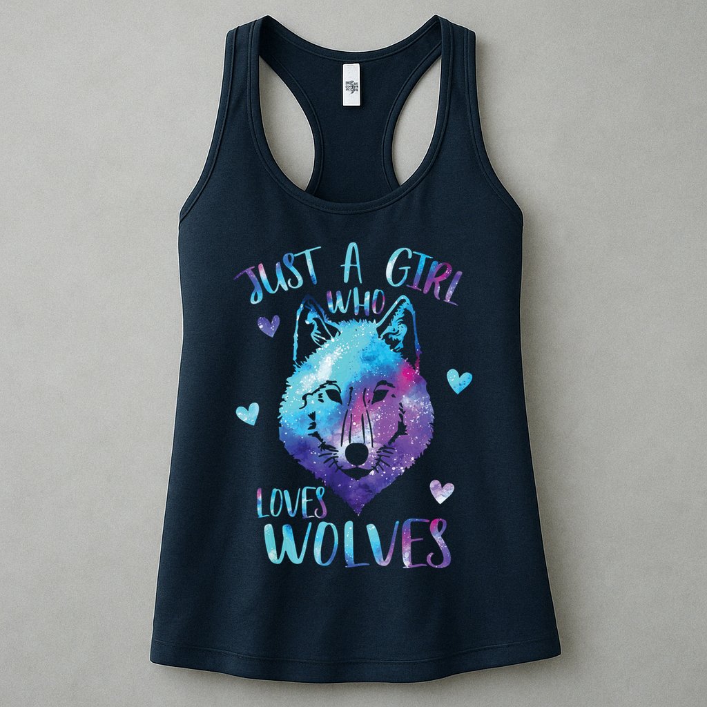 Just A Girl Who Loves Wolves Watercolor Cute Wolf Lover Womens Tank Top