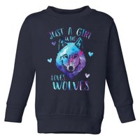 Just A Girl Who Loves Wolves Watercolor Cute Wolf Lover Toddler Sweatshirt