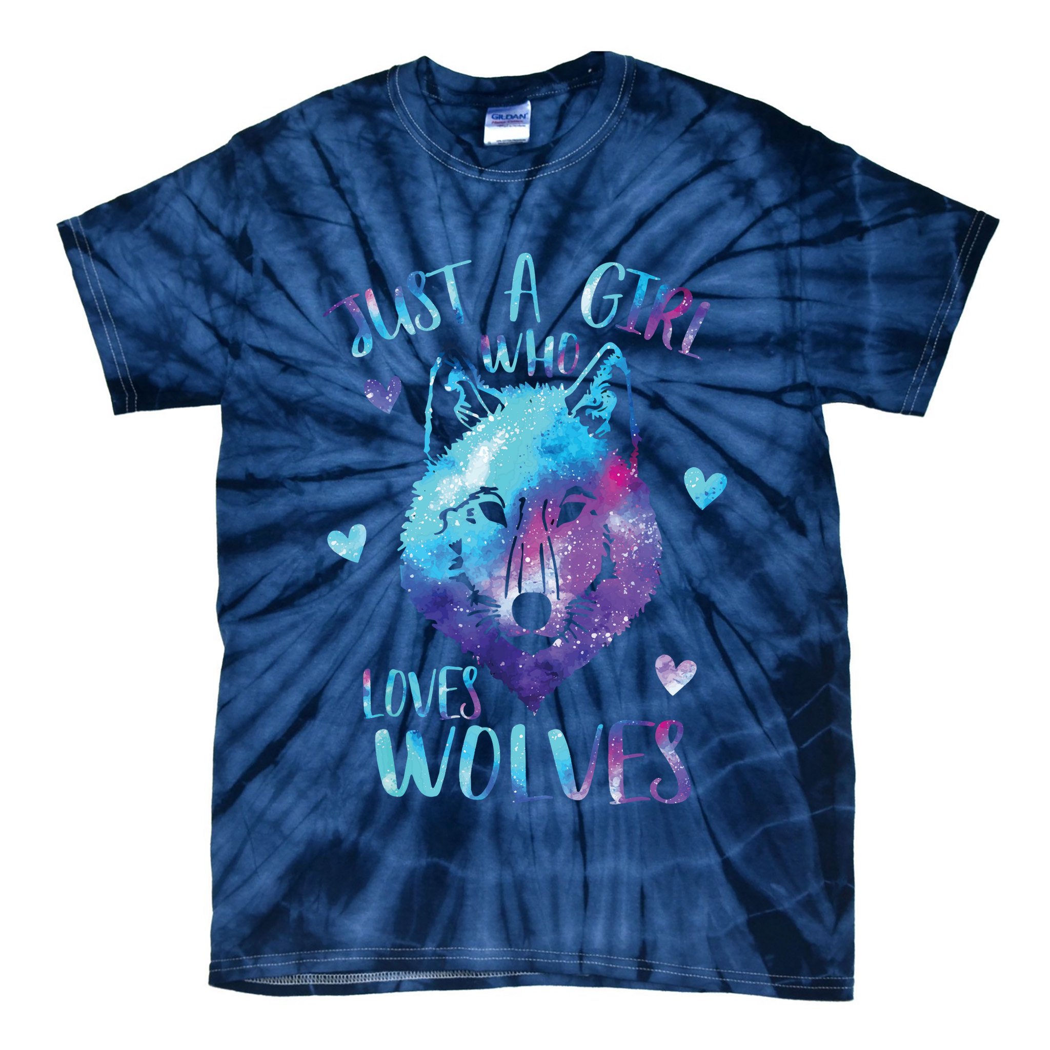 Just A Girl Who Loves Wolves Watercolor Cute Wolf Lover Tie-Dye T-Shirt