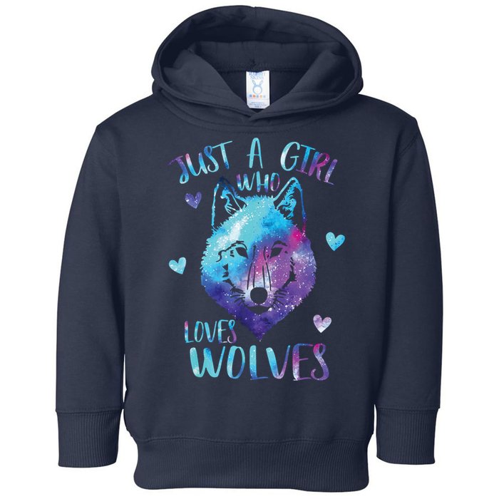 Just A Girl Who Loves Wolves Watercolor Cute Wolf Lover Toddler Hoodie