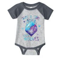 Just A Girl Who Loves Wolves Watercolor Cute Wolf Lover Infant Baby Jersey Bodysuit