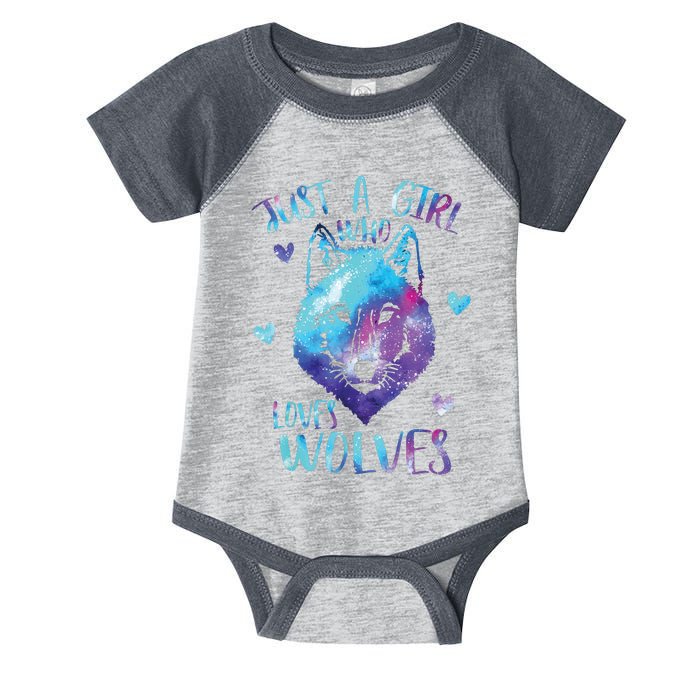 Just A Girl Who Loves Wolves Watercolor Cute Wolf Lover Infant Baby Jersey Bodysuit