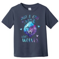 Just A Girl Who Loves Wolves Watercolor Cute Wolf Lover Toddler T-Shirt