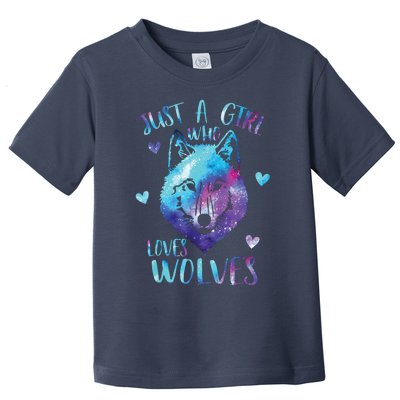 Just A Girl Who Loves Wolves Watercolor Cute Wolf Lover Toddler T-Shirt