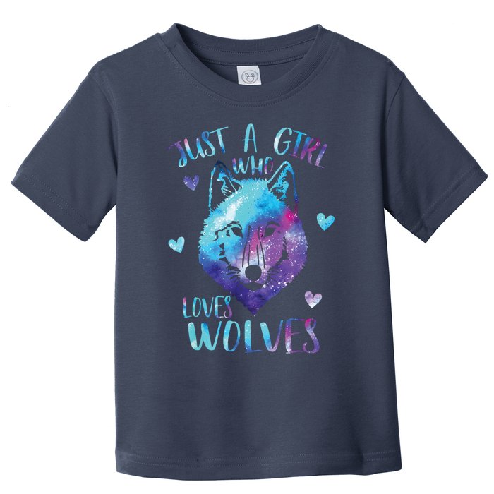 Just A Girl Who Loves Wolves Watercolor Cute Wolf Lover Toddler T-Shirt