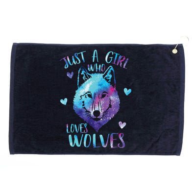 Just A Girl Who Loves Wolves Watercolor Cute Wolf Lover Grommeted Golf Towel