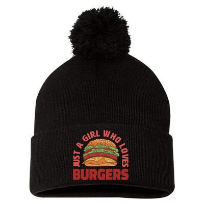 Just A Girl Who Loves Burgers Pom Pom 12in Knit Beanie