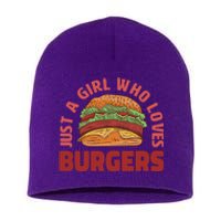 Just A Girl Who Loves Burgers Short Acrylic Beanie