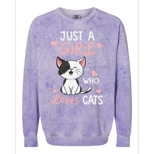 Just A Girl Who Loves Cats Cute Cat Lover Gifts Colorblast Crewneck Sweatshirt