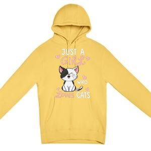 Just A Girl Who Loves Cats Cute Cat Lover Gifts Premium Pullover Hoodie