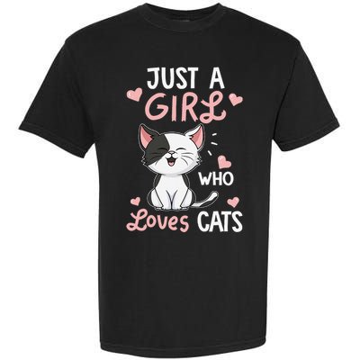 Just A Girl Who Loves Cats Cute Cat Lover Gifts Garment-Dyed Heavyweight T-Shirt
