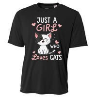 Just A Girl Who Loves Cats Cute Cat Lover Gifts Cooling Performance Crew T-Shirt