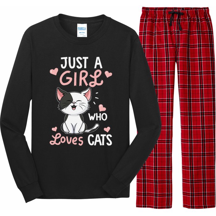 Just A Girl Who Loves Cats Cute Cat Lover Gifts Long Sleeve Pajama Set