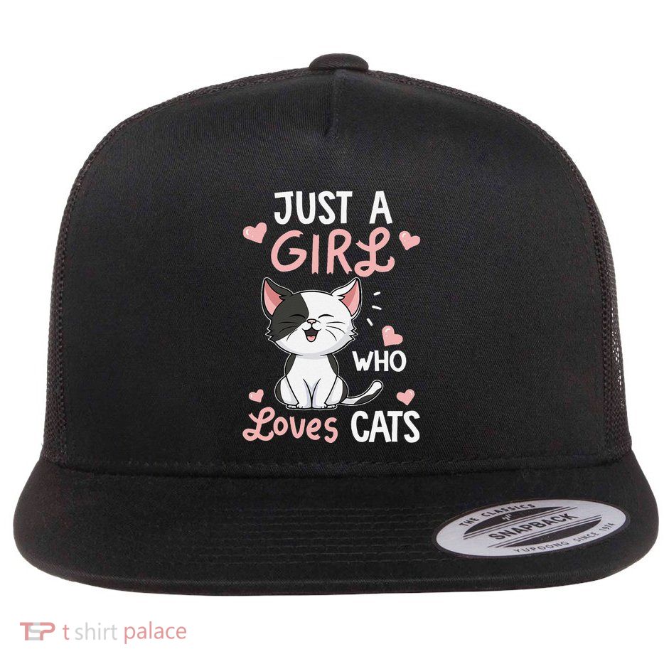 Just A Girl Who Loves Cats Cute Cat Lover Gifts Flatbill Hat