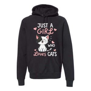 Just A Girl Who Loves Cats Cute Cat Lover Gifts Premium Hoodie