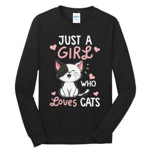 Just A Girl Who Loves Cats Cute Cat Lover Gifts Tall Long Sleeve T-Shirt