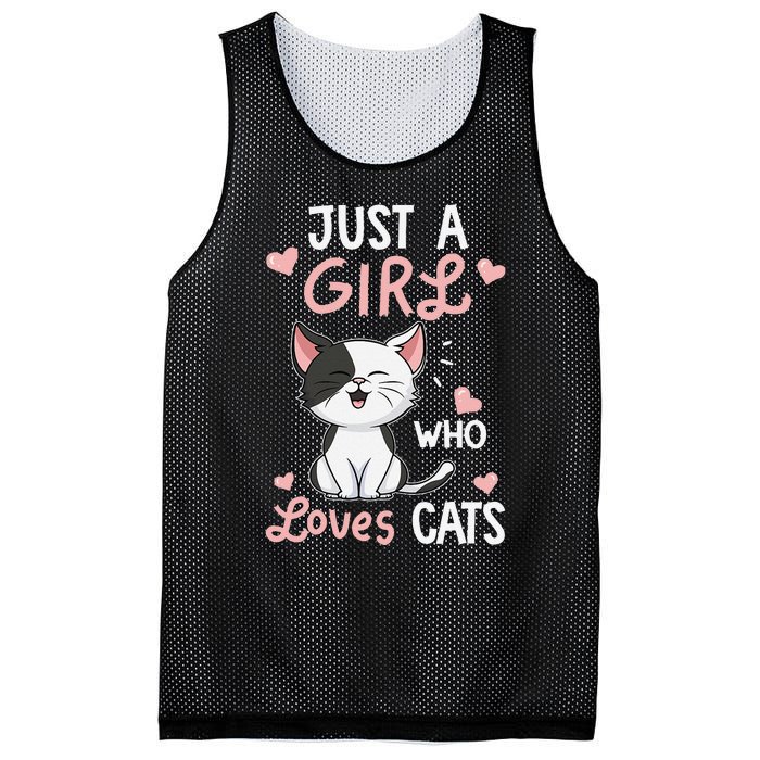 Just A Girl Who Loves Cats Cute Cat Lover Gifts Mesh Reversible Basketball Jersey Tank