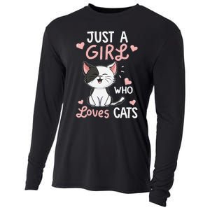 Just A Girl Who Loves Cats Cute Cat Lover Gifts Cooling Performance Long Sleeve Crew