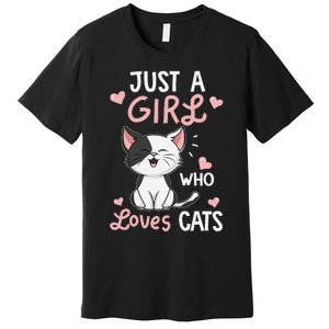 Just A Girl Who Loves Cats Cute Cat Lover Gifts Premium T-Shirt