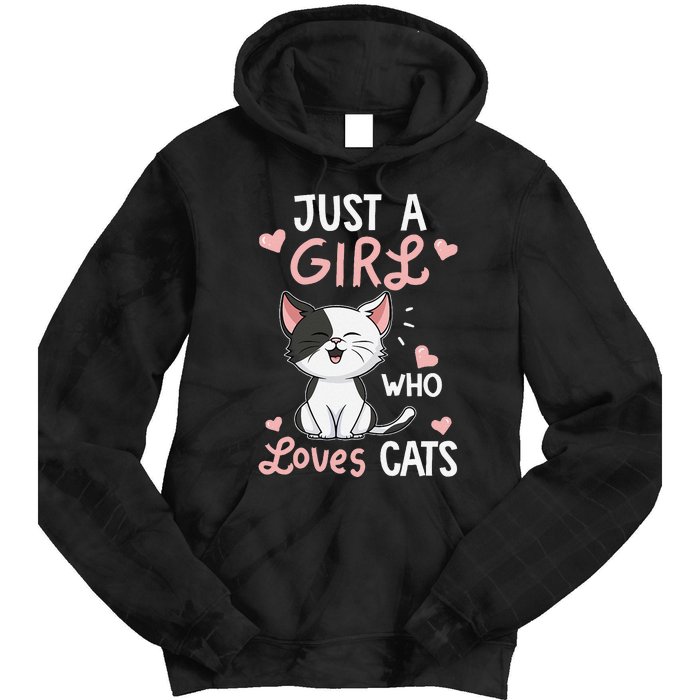 Just A Girl Who Loves Cats Cute Cat Lover Gifts Tie Dye Hoodie