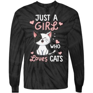 Just A Girl Who Loves Cats Cute Cat Lover Gifts Tie-Dye Long Sleeve Shirt