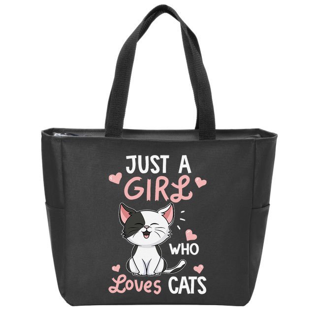 Just A Girl Who Loves Cats Cute Cat Lover Gifts Zip Tote Bag
