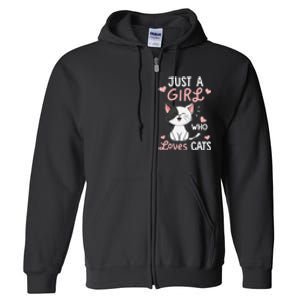 Just A Girl Who Loves Cats Cute Cat Lover Gifts Full Zip Hoodie