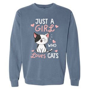 Just A Girl Who Loves Cats Cute Cat Lover Gifts Garment-Dyed Sweatshirt