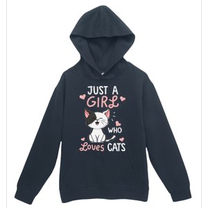 Just A Girl Who Loves Cats Cute Cat Lover Gifts Urban Pullover Hoodie