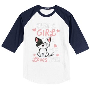 Just A Girl Who Loves Cats Cute Cat Lover Gifts Baseball Sleeve Shirt