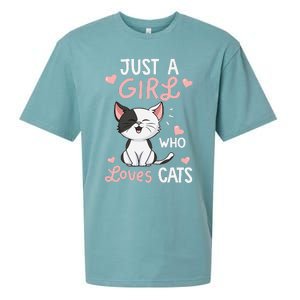 Just A Girl Who Loves Cats Cute Cat Lover Gifts Sueded Cloud Jersey T-Shirt