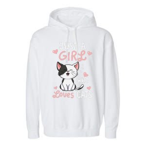 Just A Girl Who Loves Cats Cute Cat Lover Gifts Garment-Dyed Fleece Hoodie