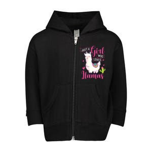 Just A Girl Who Loves Llamas Zookeeper Nature Animal Lover Toddler Zip Fleece Hoodie