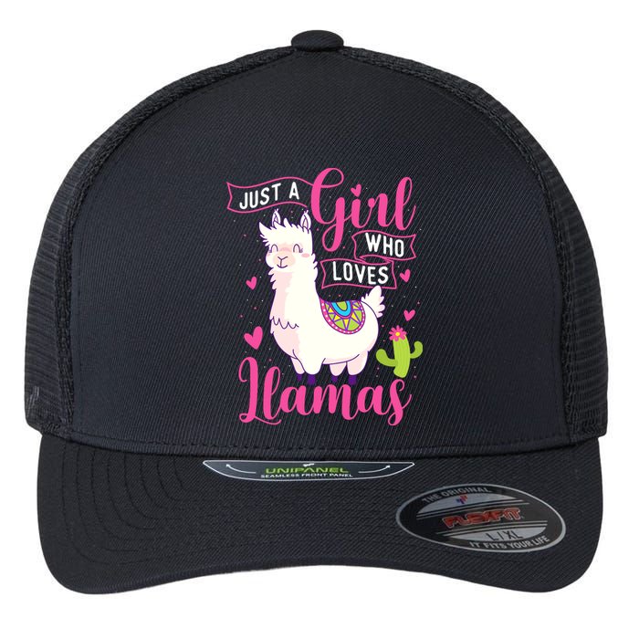 Just A Girl Who Loves Llamas Zookeeper Nature Animal Lover Flexfit Unipanel Trucker Cap