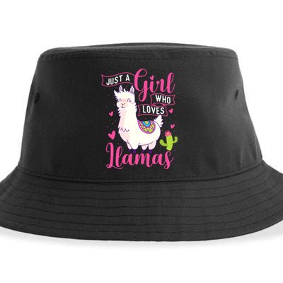 Just A Girl Who Loves Llamas Zookeeper Nature Animal Lover Sustainable Bucket Hat