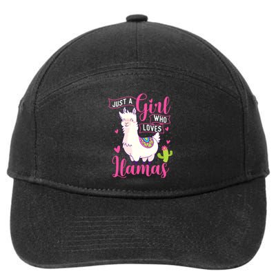 Just A Girl Who Loves Llamas Zookeeper Nature Animal Lover 7-Panel Snapback Hat