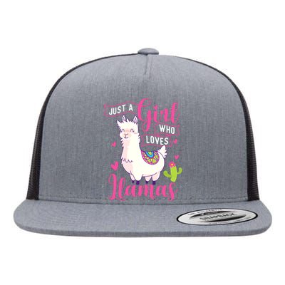 Just A Girl Who Loves Llamas Zookeeper Nature Animal Lover Flat Bill Trucker Hat