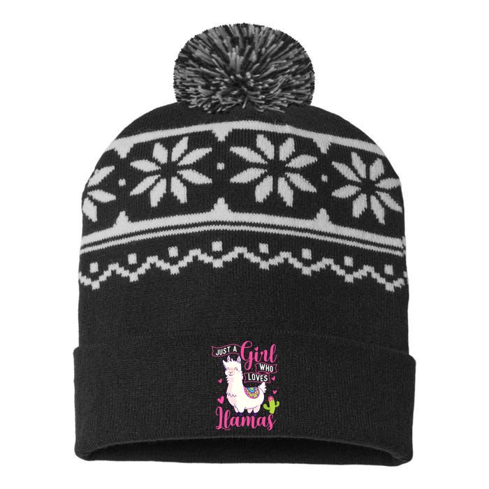 Just A Girl Who Loves Llamas Zookeeper Nature Animal Lover USA-Made Snowflake Beanie