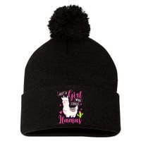 Just A Girl Who Loves Llamas Zookeeper Nature Animal Lover Pom Pom 12in Knit Beanie