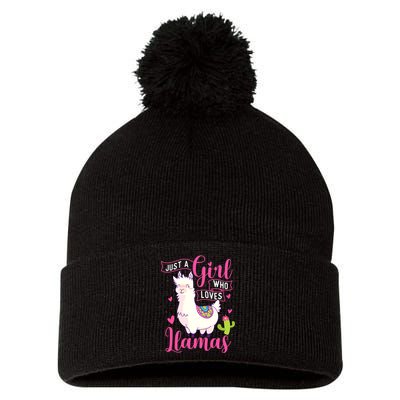 Just A Girl Who Loves Llamas Zookeeper Nature Animal Lover Pom Pom 12in Knit Beanie