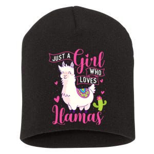 Just A Girl Who Loves Llamas Zookeeper Nature Animal Lover Short Acrylic Beanie