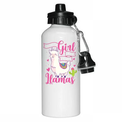 Just A Girl Who Loves Llamas Zookeeper Nature Animal Lover Aluminum Water Bottle